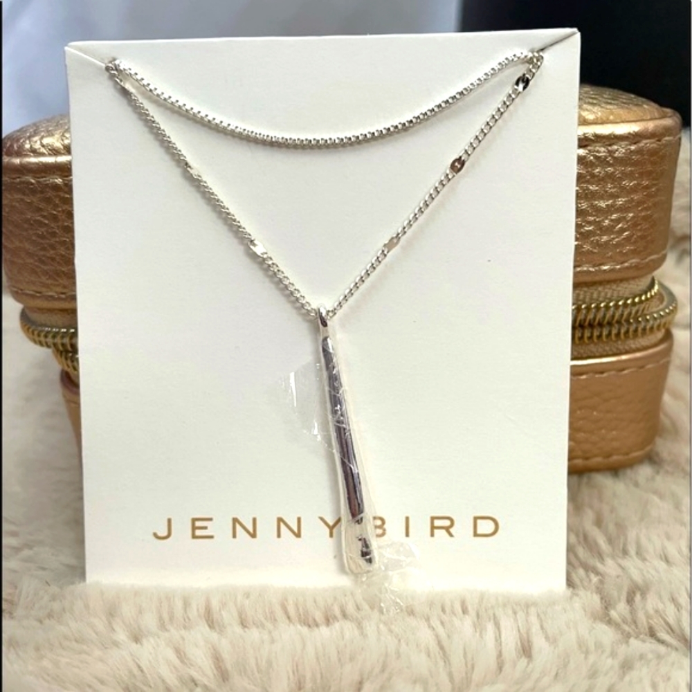 Silver Double Chain Drop Necklace